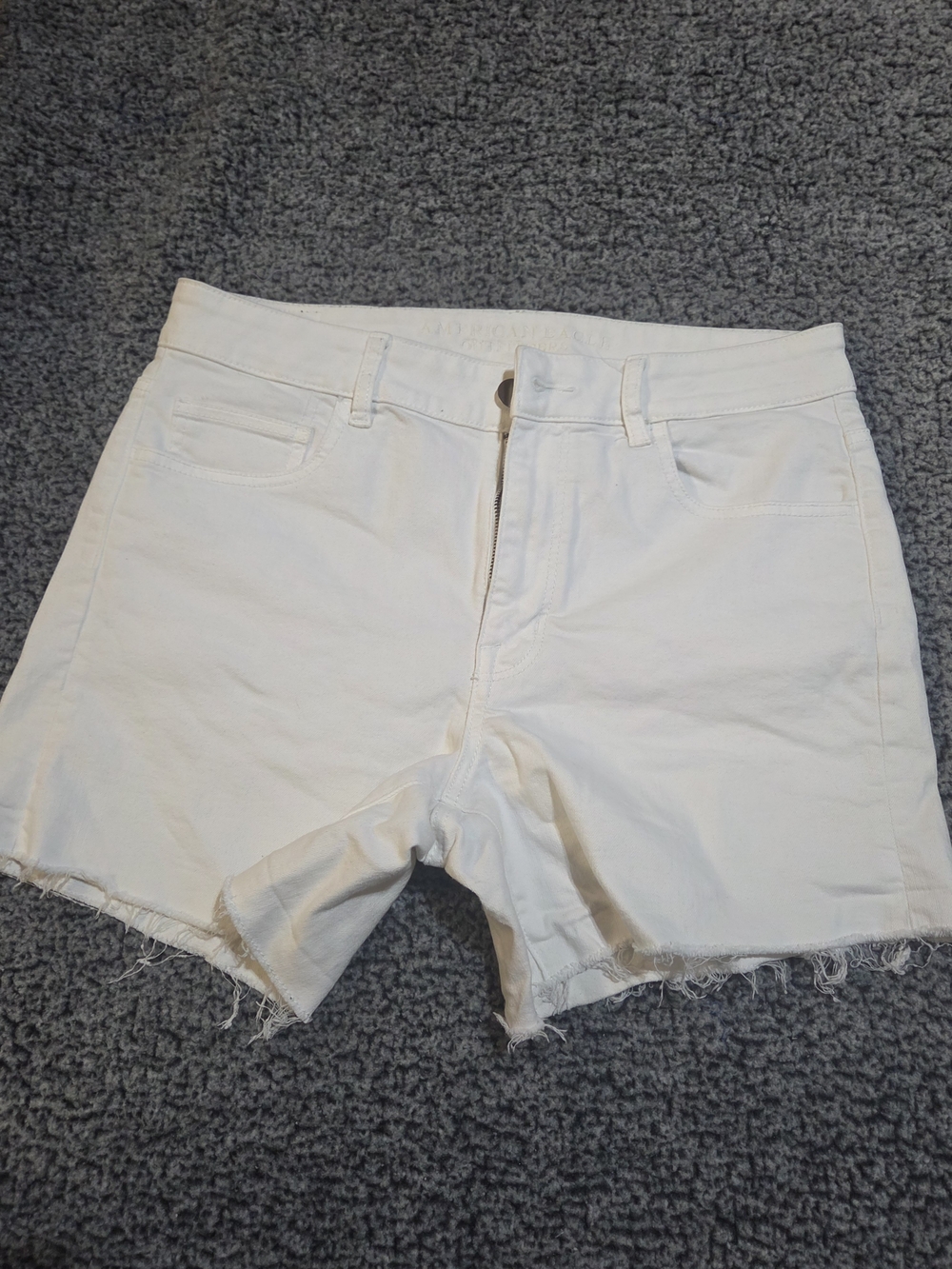 American Eagle Outfitters White Frayed Hem Denim Shorts